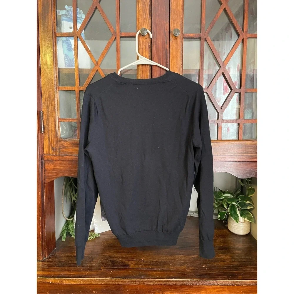 FRANK &‎ OAK Mens V Neck Sweater Premium Wool Black Size Small